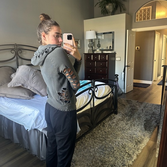 NSF distressed hoodie sweatshirt grey - Picture 7 of 8